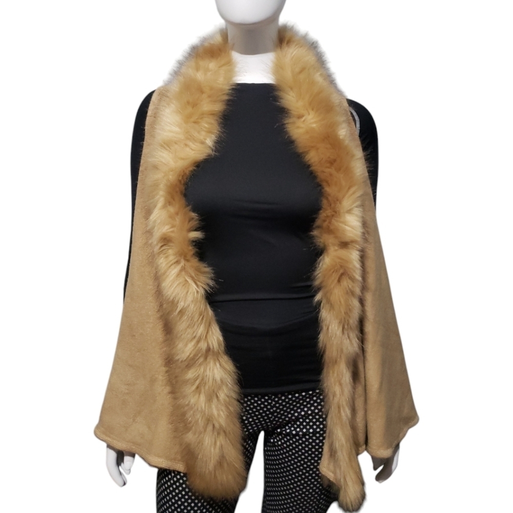 Surell Faux Fur Trimmed Knit Vest One Size - Picture 3 of 12
